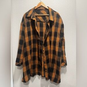 Orange and Black Plaid Shirt